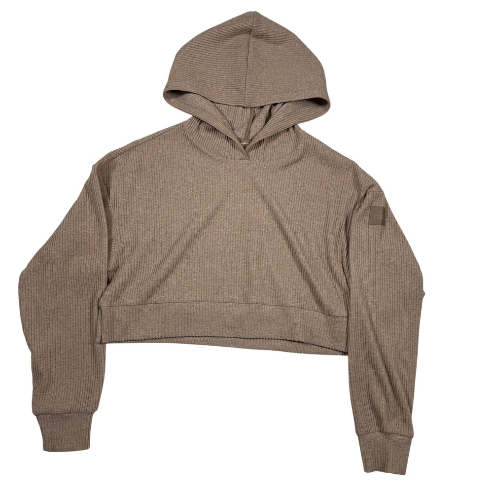 Alo Yoga S Muse Hoodie Gravel Heather Sweatshirt Yoga Hiking Pickleball Golf Gym - Picture 2 of 8